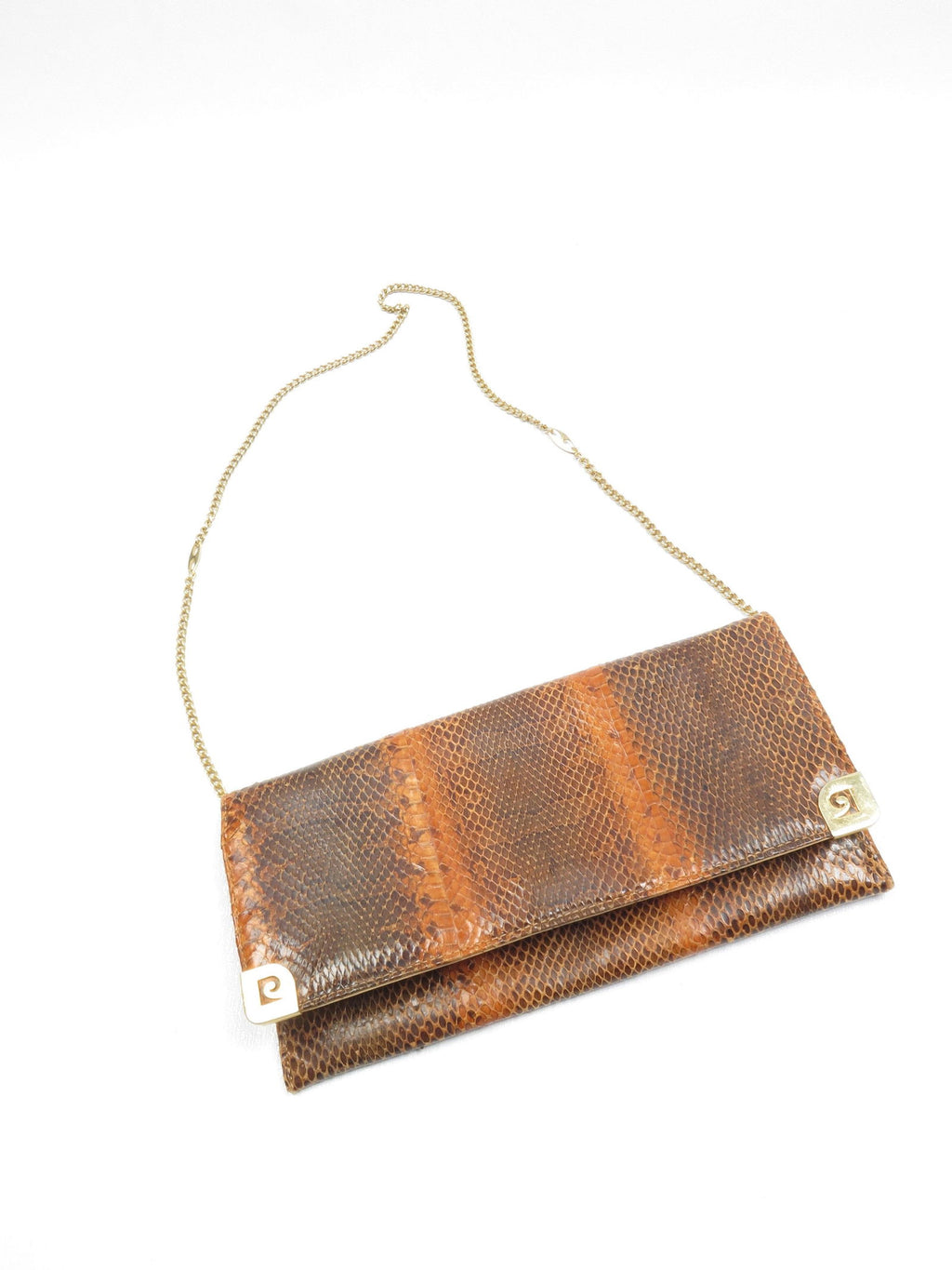 Vintage Tan Snakeskin Envelope Shoulder  Bag - The Harlequin