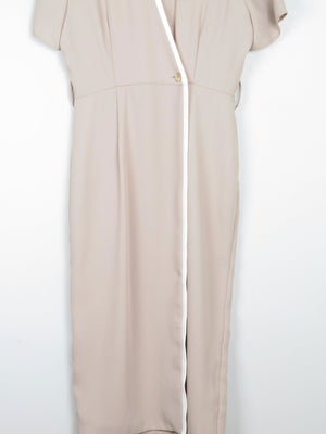 Vintage Taupe Cross Over Style Summer Dress S - The Harlequin