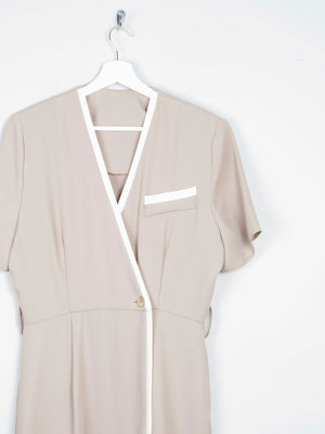 Vintage Taupe Cross Over Style Summer Dress S - The Harlequin
