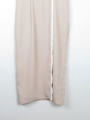 Vintage Taupe Cross Over Style Summer Dress S - The Harlequin