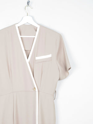 Vintage Taupe Cross Over Style Summer Dress S - The Harlequin