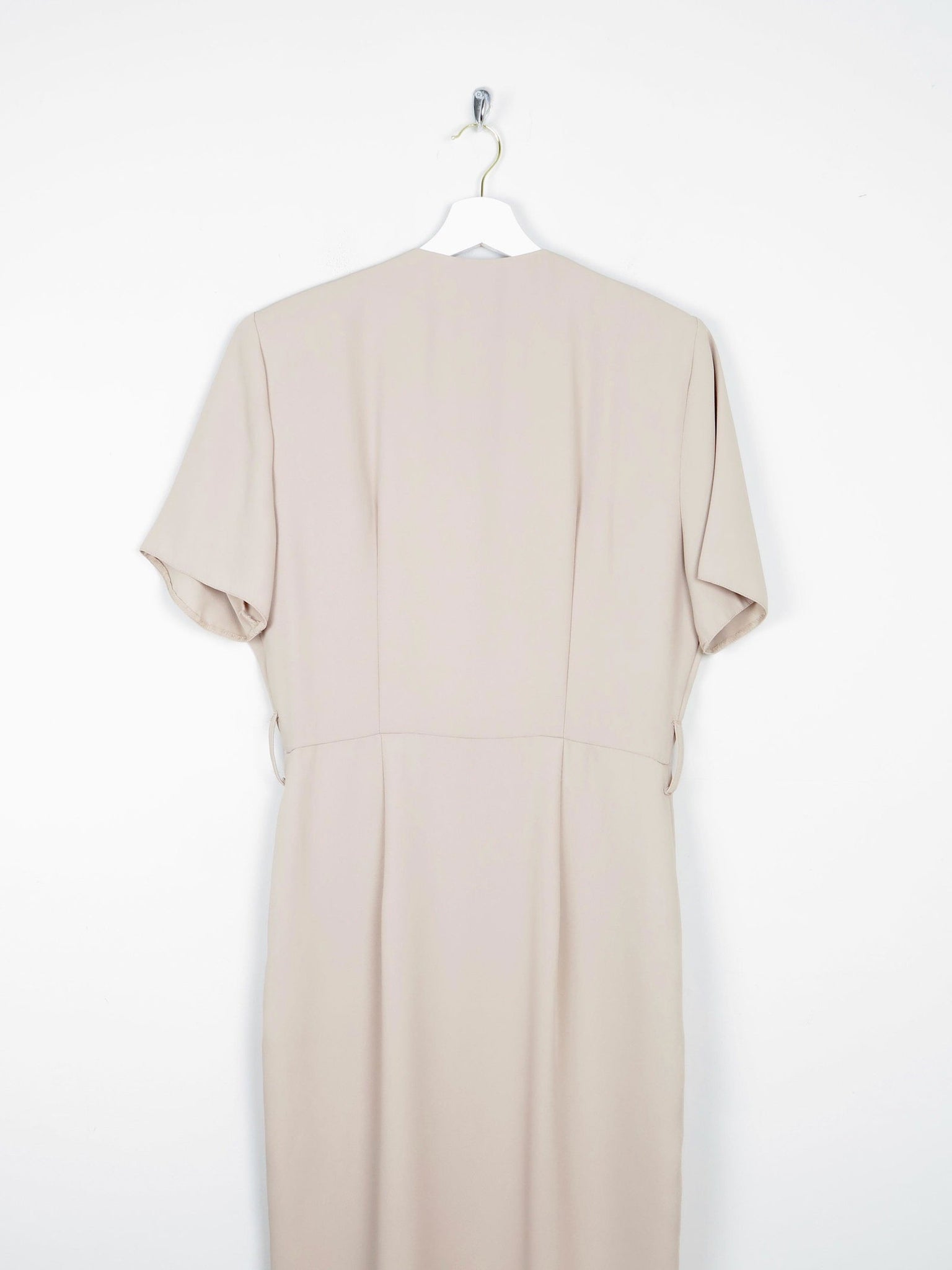 Vintage Taupe Cross Over Style Summer Dress S - The Harlequin