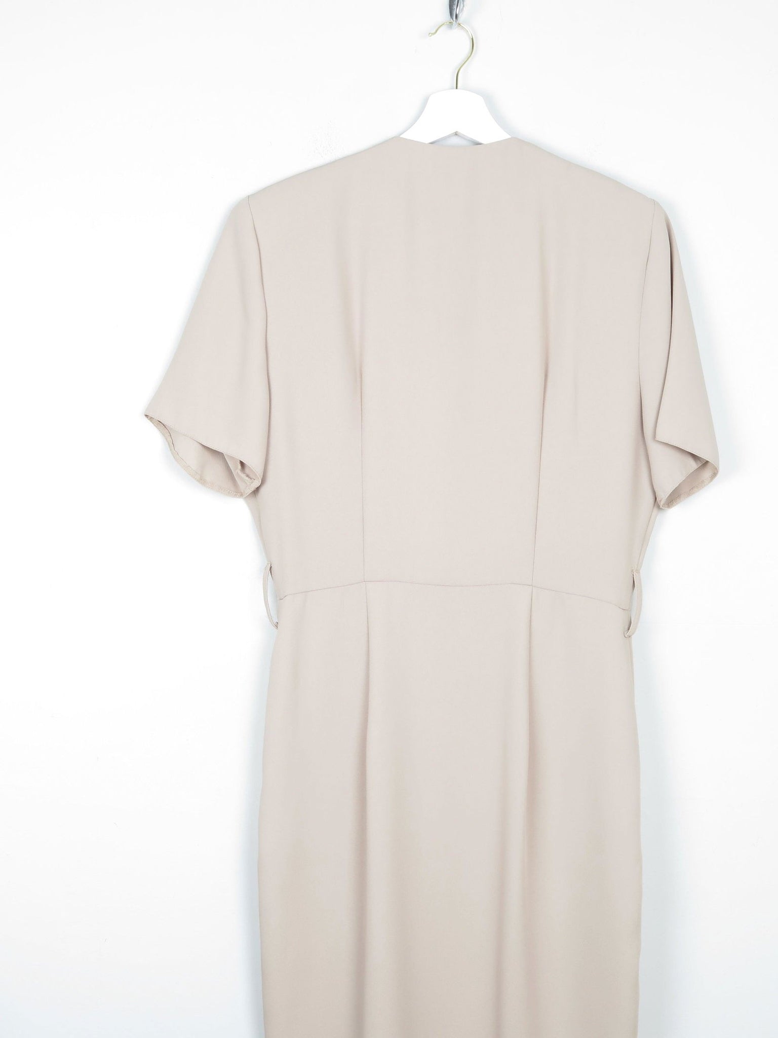 Vintage Taupe Cross Over Style Summer Dress S - The Harlequin