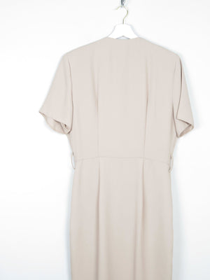 Vintage Taupe Cross Over Style Summer Dress S - The Harlequin