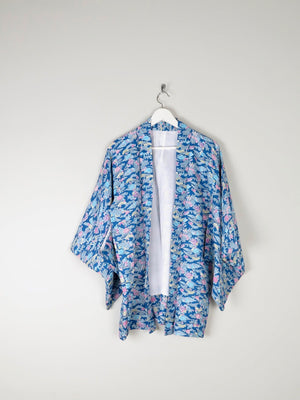 Vintage Turquoise Printed Kimono M - The Harlequin