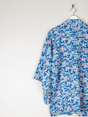 Vintage Turquoise Printed Kimono M - The Harlequin