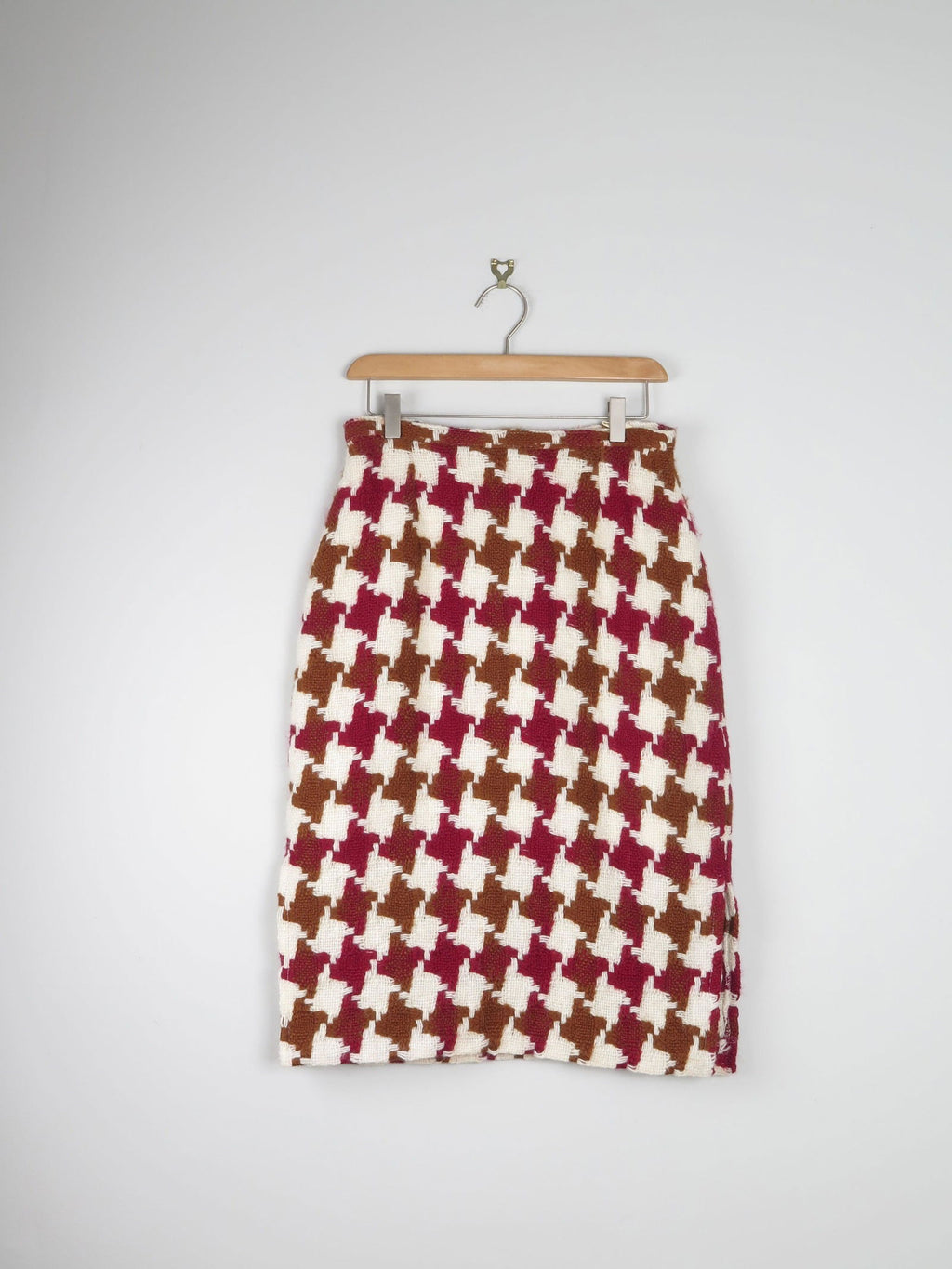 Vintage Tweed Pencil Skirt Green & Wine S - The Harlequin