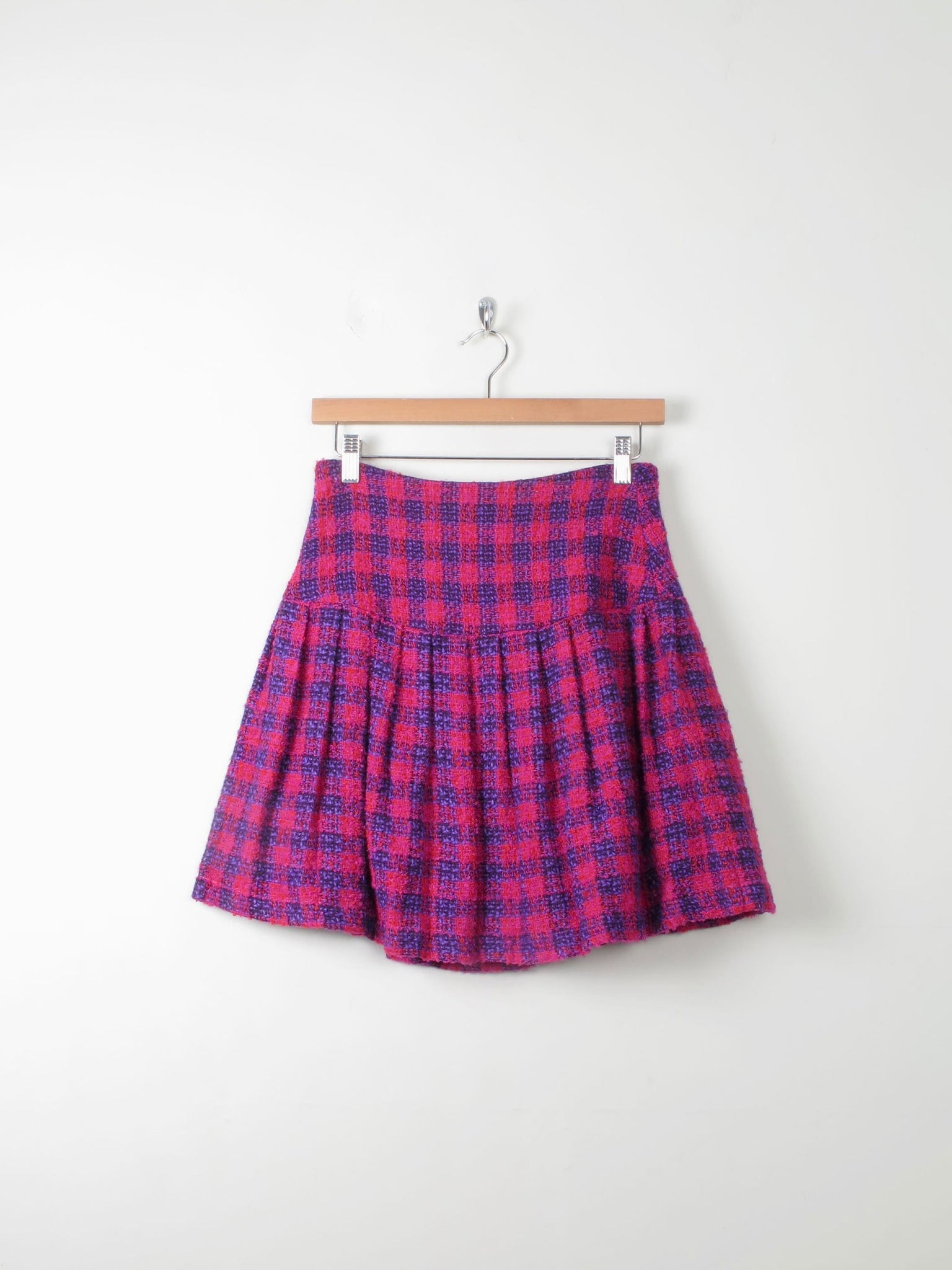 Vintage Tweed Pink & Purple Mini Skirt 27" W - The Harlequin