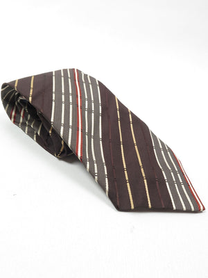 Vintage Unused Striped Wide Tie Available in Brown/Black/Green - The Harlequin