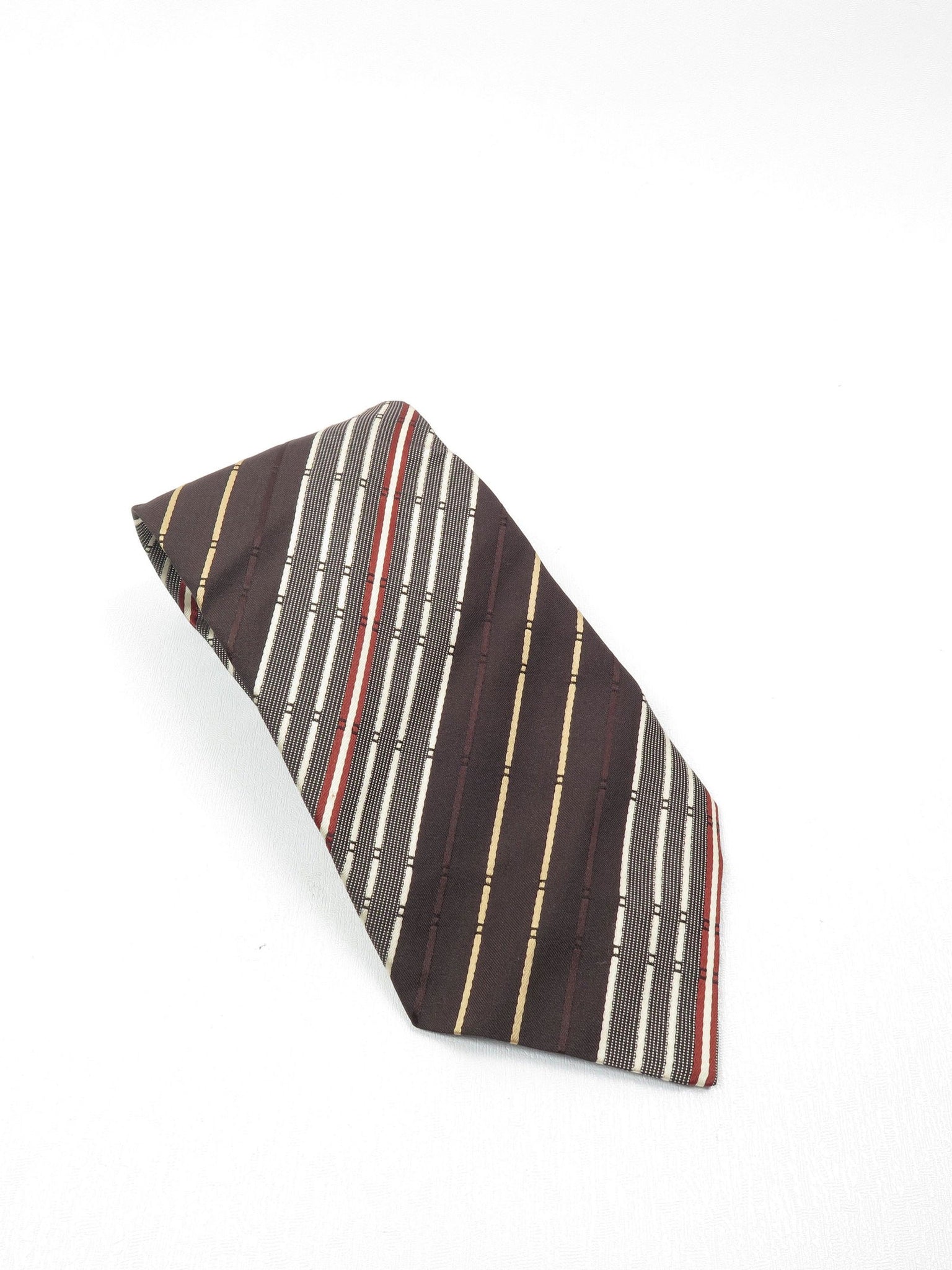 Vintage Unused Striped Wide Tie Available in Brown/Black/Green - The Harlequin