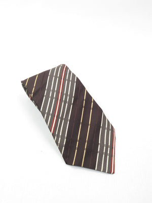 Vintage Unused Striped Wide Tie Available in Brown/Black/Green - The Harlequin