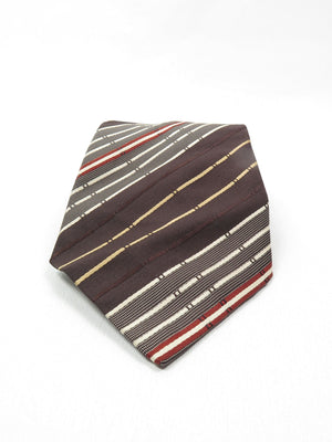 Vintage Unused Striped Wide Tie Available in Brown/Black/Green - The Harlequin