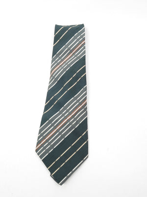 Vintage Unused Striped Wide Tie Available in Brown/Black/Green - The Harlequin