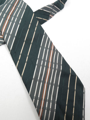 Vintage Unused Striped Wide Tie Available in Brown/Black/Green - The Harlequin