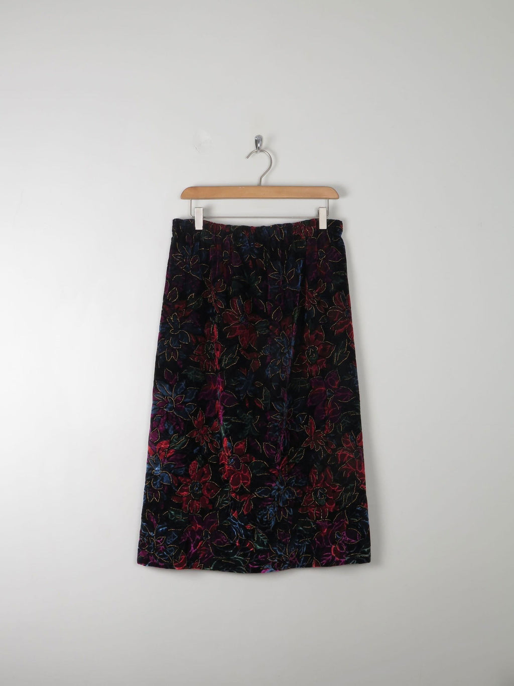 Vintage Velvet Appliqué Skirt M - The Harlequin