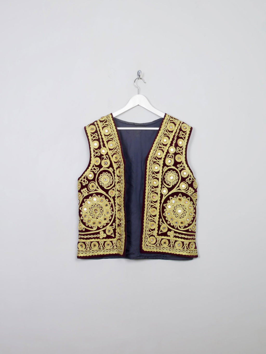Vintage Velvet Indian Mirrored Waistcoat M - The Harlequin