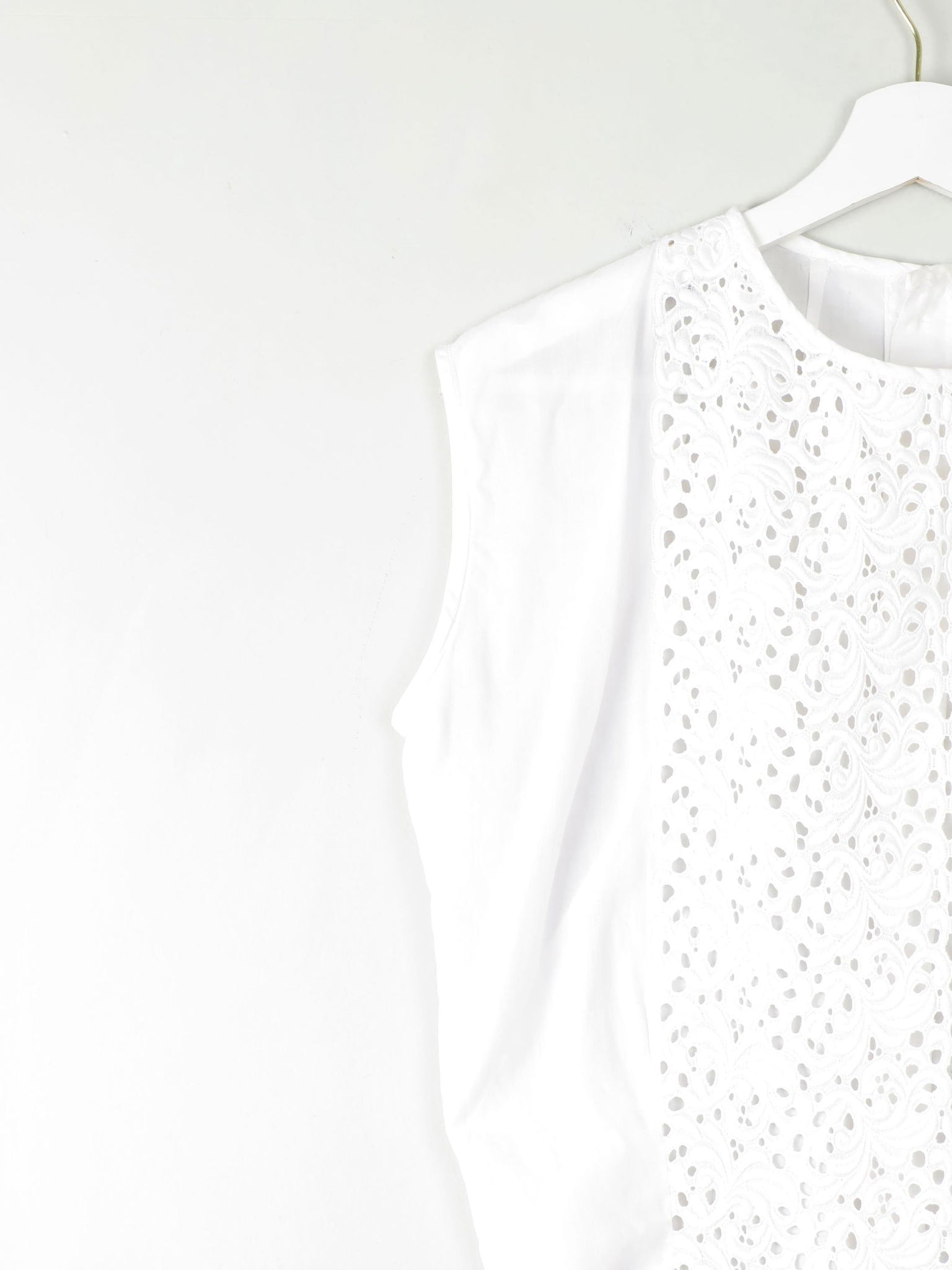 Vintage White Blouse With Lace Panel M - The Harlequin