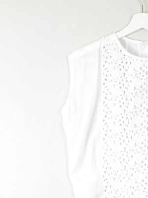 Vintage White Blouse With Lace Panel M - The Harlequin