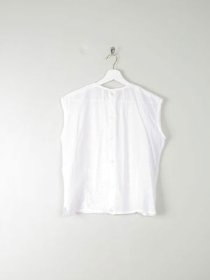 Vintage White Blouse With Lace Panel M - The Harlequin