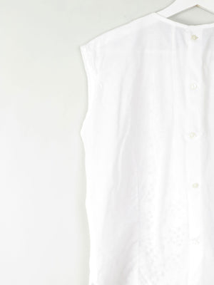Vintage White Blouse With Lace Panel M - The Harlequin