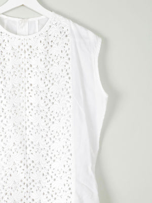 Vintage White Blouse With Lace Panel M - The Harlequin