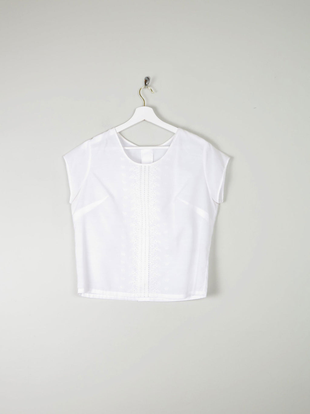 Vintage White Blouse With Short Sleeves L - The Harlequin