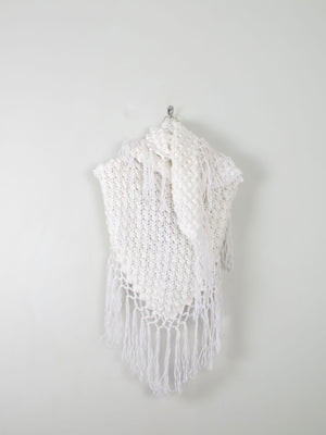 Vintage White Bobble Shawl/Scarf - The Harlequin