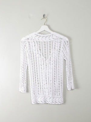 Vintage White Hand Crocheted Cardigan/Jacket S - The Harlequin