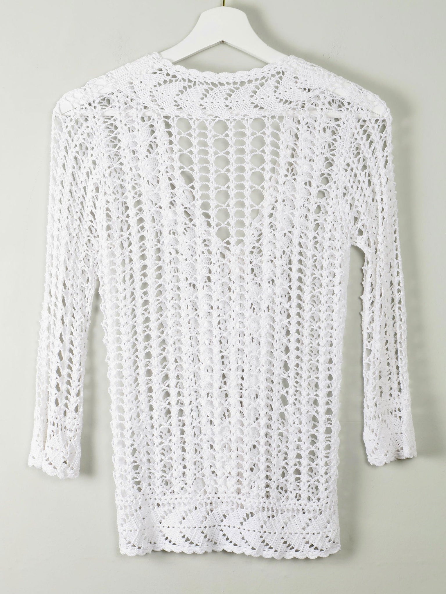 Vintage White Hand Crocheted Cardigan/Jacket S - The Harlequin