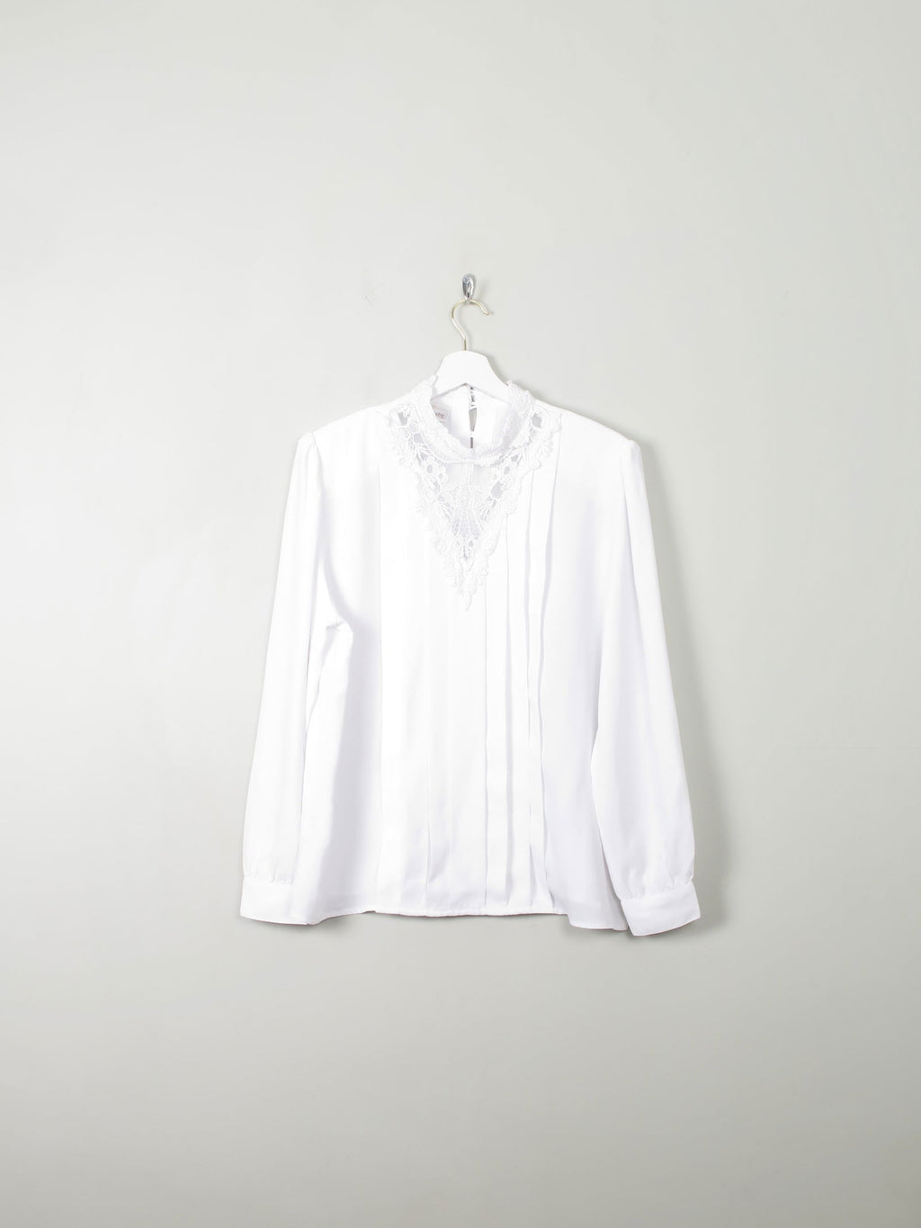 Vintage White High Neck Blouse L/XL - The Harlequin