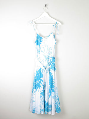 Vintage White & Turquoise 1970s Summer Dress S - The Harlequin