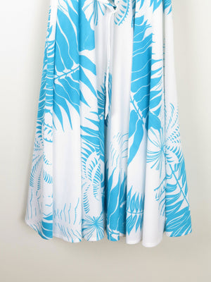 Vintage White & Turquoise 1970s Summer Dress S - The Harlequin