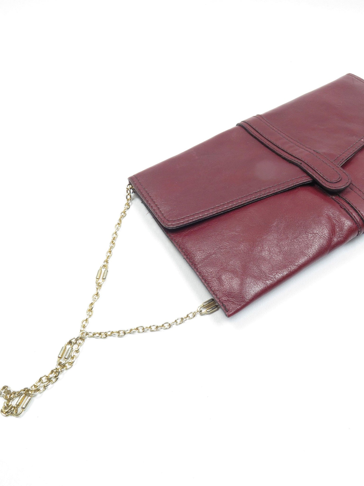 Vintage Wine Leather 1970s  Envelope Bag - The Harlequin