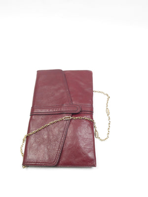 Vintage Wine Leather 1970s  Envelope Bag - The Harlequin