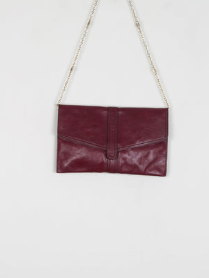 Vintage Wine Leather 1970s  Envelope Bag - The Harlequin