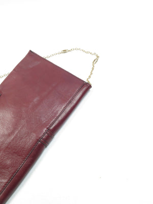 Vintage Wine Leather 1970s  Envelope Bag - The Harlequin
