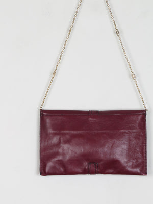 Vintage Wine Leather 1970s  Envelope Bag - The Harlequin