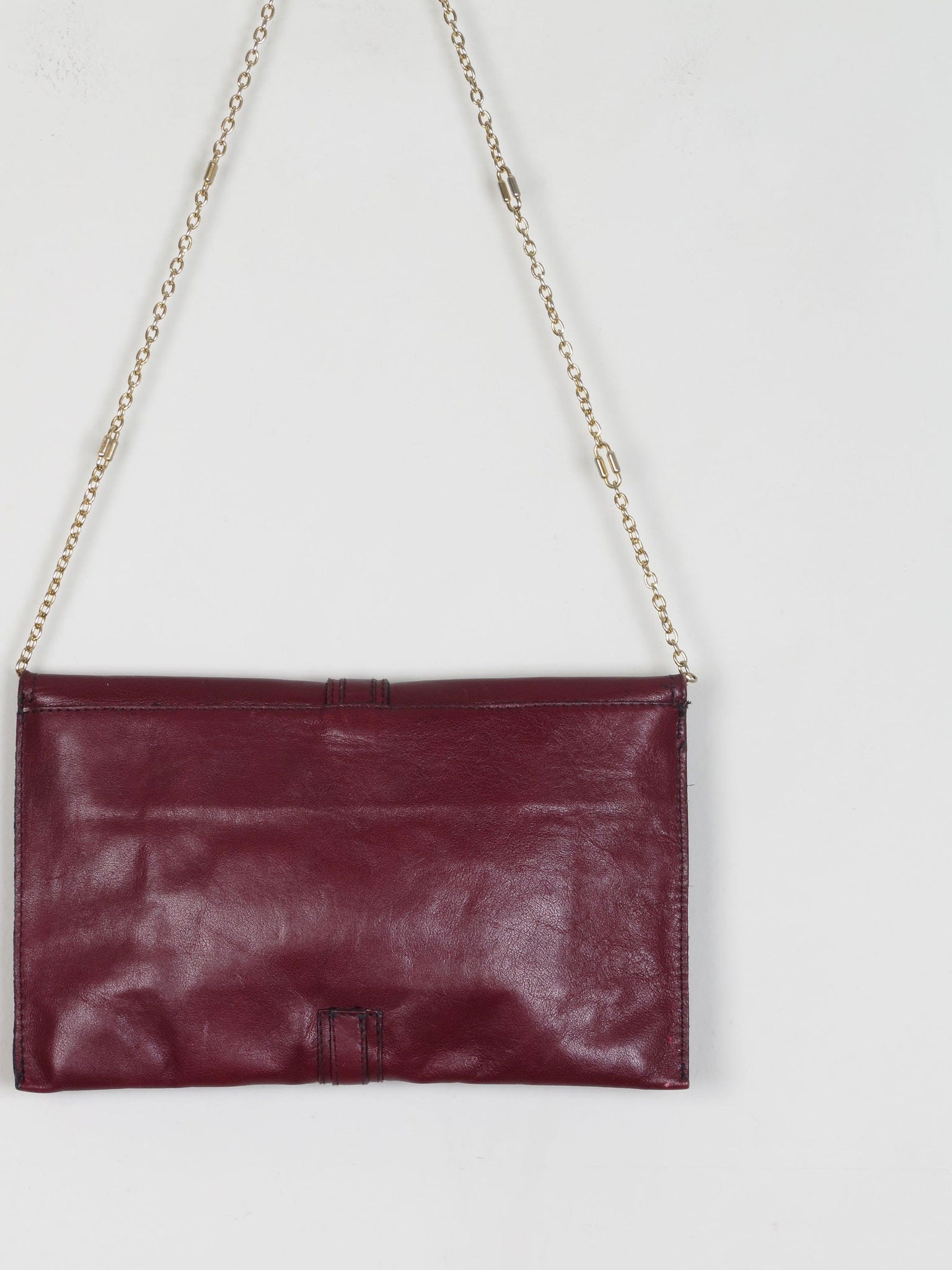 Vintage Wine Leather 1970s  Envelope Bag - The Harlequin