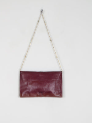 Vintage Wine Leather 1970s  Envelope Bag - The Harlequin