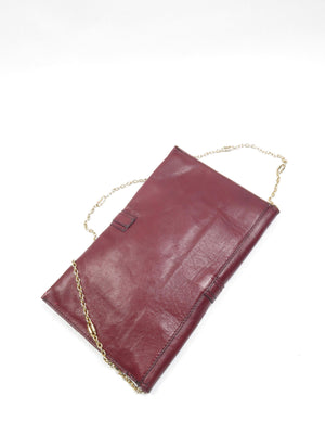 Vintage Wine Leather 1970s  Envelope Bag - The Harlequin