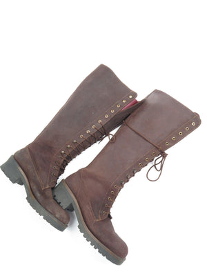 Vintage Women’s Brown Suede  Lace Up Boots 38/5 - The Harlequin