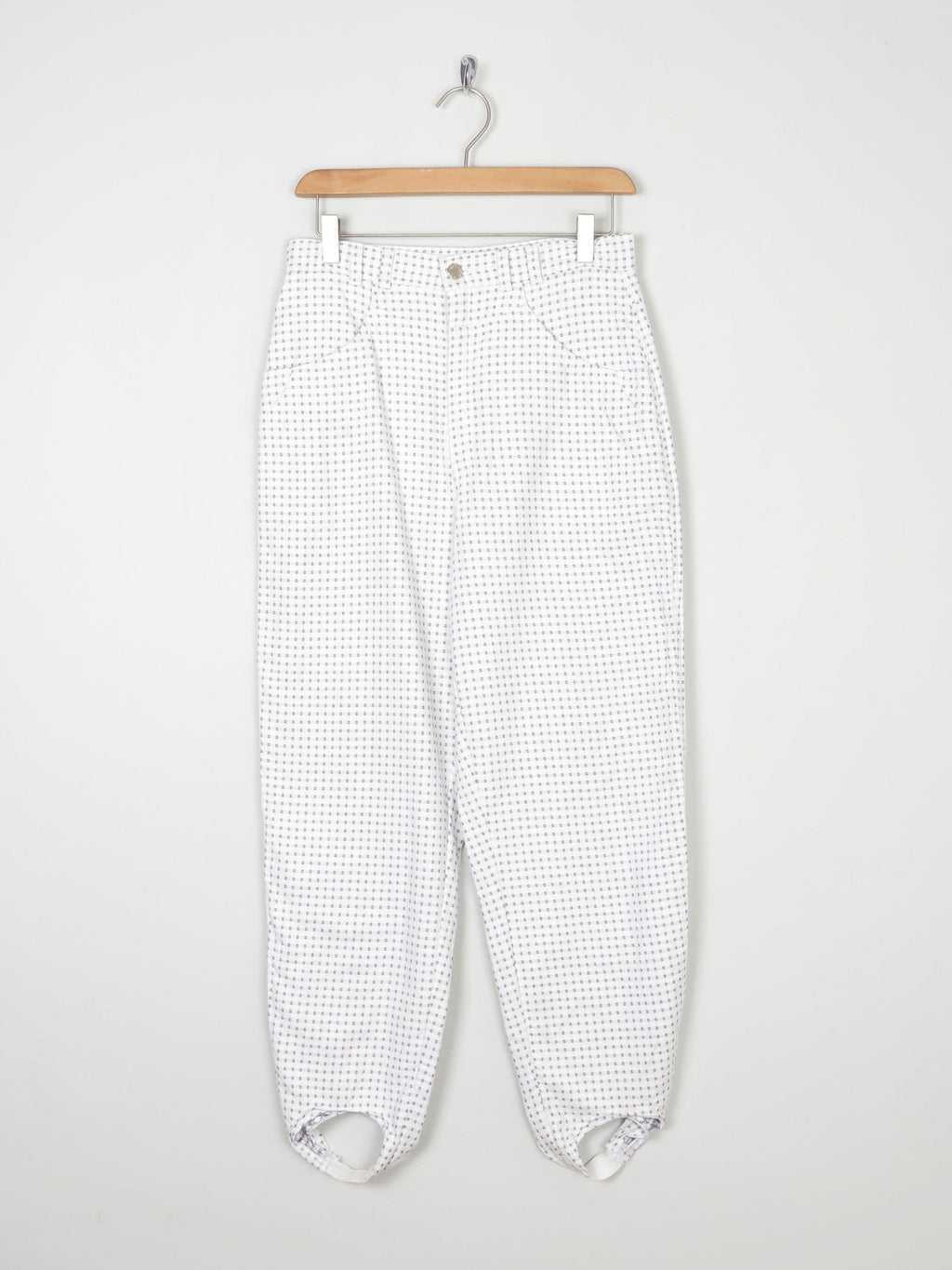 Vintage Women's White Patterned 1980s Ski Pants S - The Harlequin