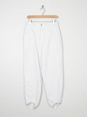 Vintage Women's White Patterned 1980s Ski Pants S - The Harlequin