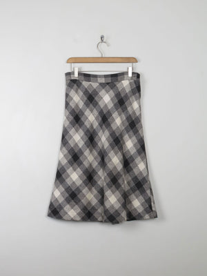 Vintage Wool Check Chevron Midi Skirt 28" W - The Harlequin