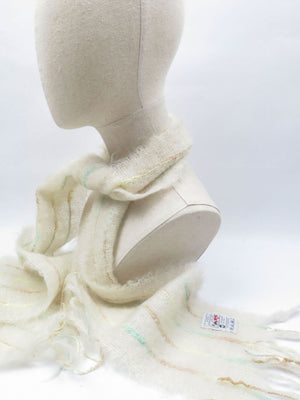 Vintage Wool Cream Avoca Mohair Scarf - The Harlequin