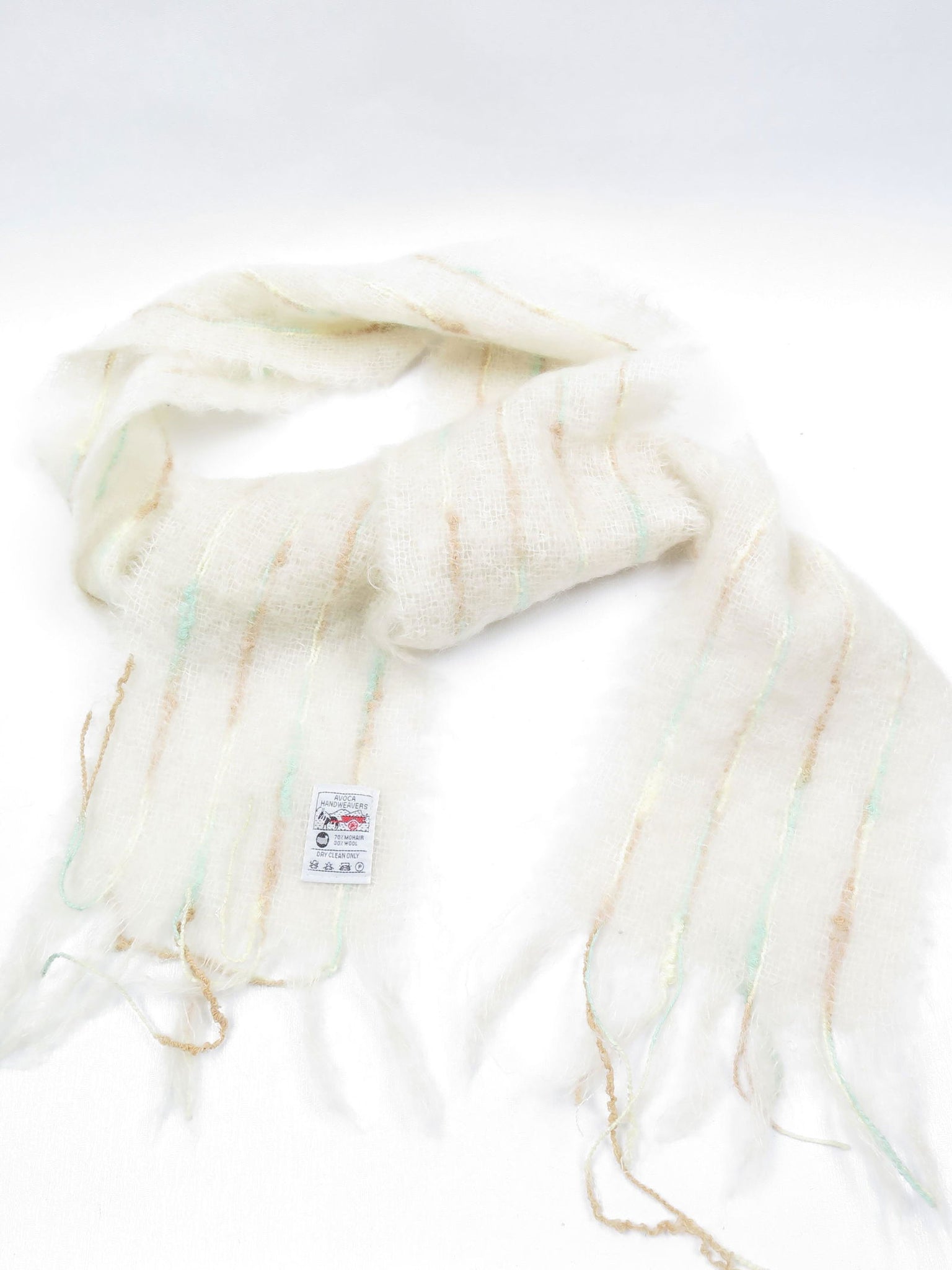 Vintage Wool Cream Avoca Mohair Scarf - The Harlequin