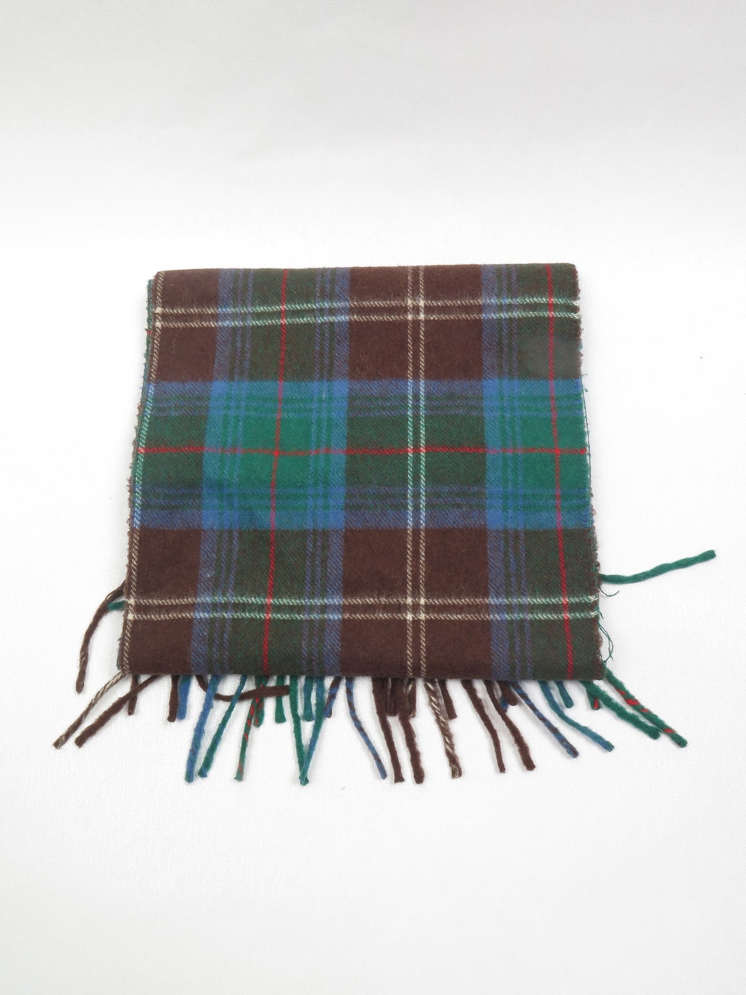 Vintage Wool Green & Brown Scarf - The Harlequin