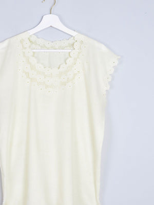Vintage Yellow Tunic Style Blouse With Embroidery 10-14 - The Harlequin