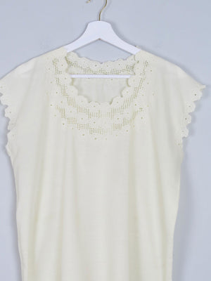 Vintage Yellow Tunic Style Blouse With Embroidery 10-14 - The Harlequin