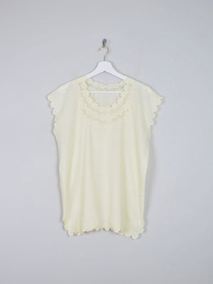 Vintage Yellow Tunic Style Blouse With Embroidery 10-14 - The Harlequin